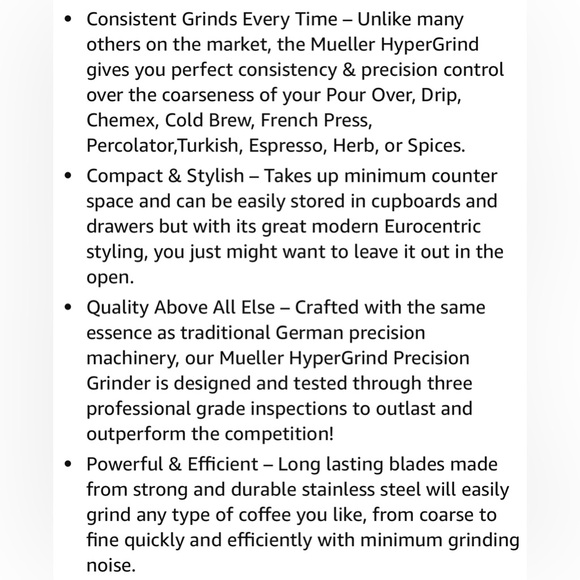 ☕️Mueller HyperGrind Precision Electric Spice/Coffee Grinder Mill☕️ ~Grey NWT - Picture 9 of 14